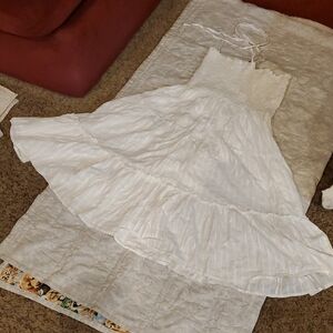 Tube Top Elegant White Dress Sparkly Silver Thredding Sz Large Strapless